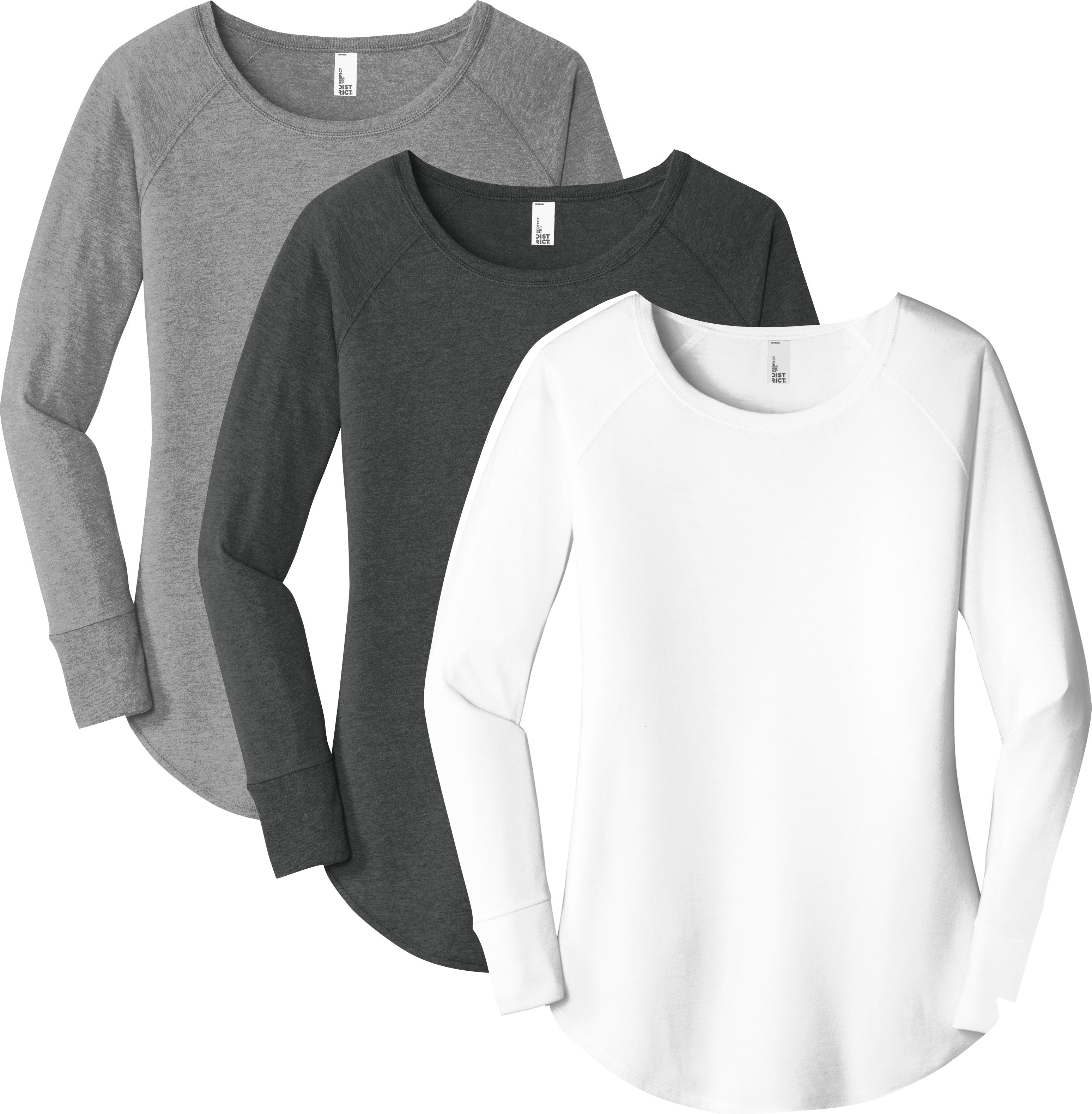 District DT132L Women's Perfect Tri ® Long Sleeve Tunic Tee–Black Frost  (3XL)