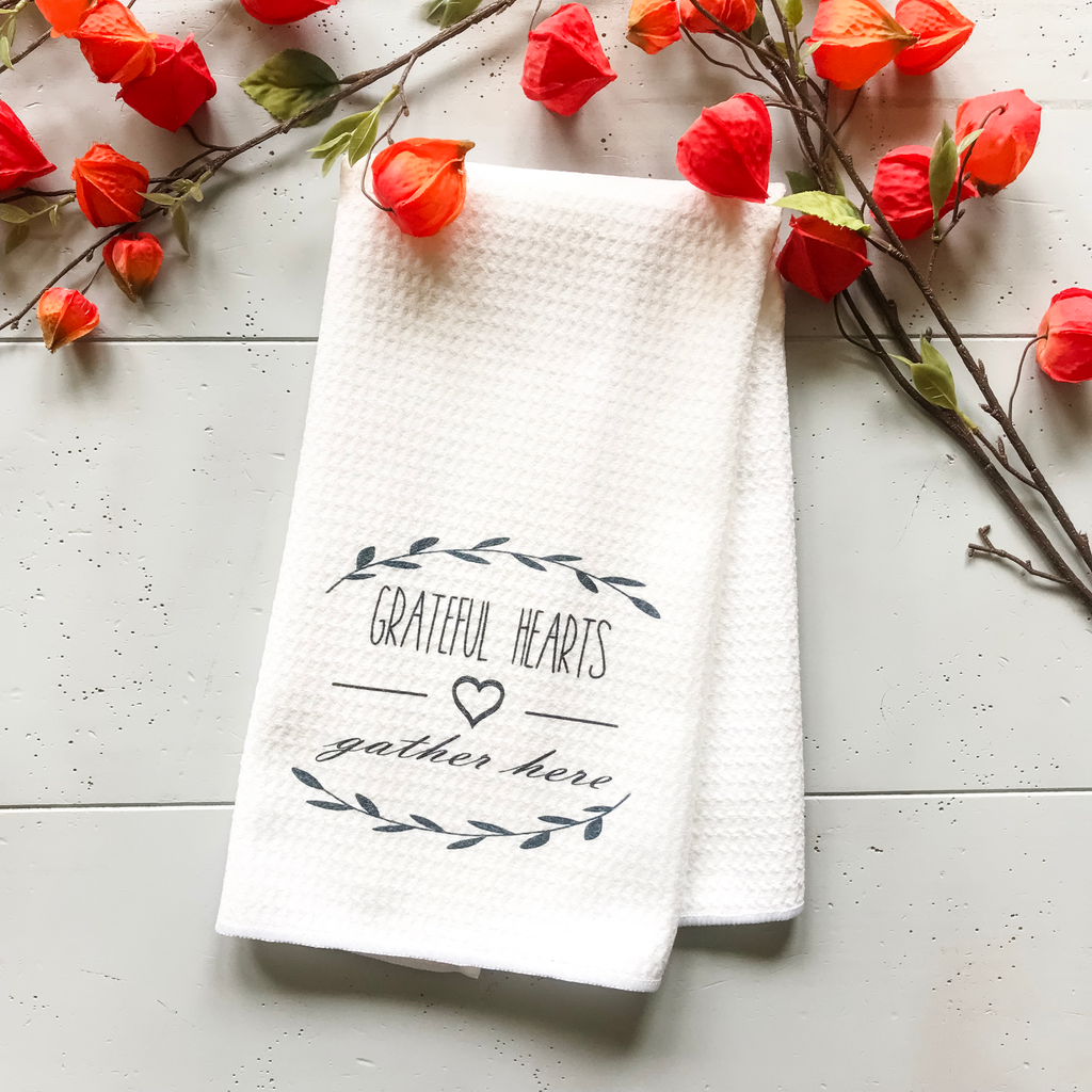 Grateful Hearts - Waffle Weave Towel