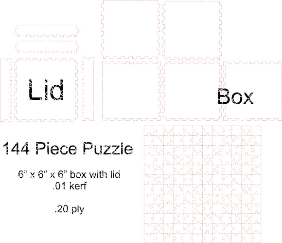 Digital Download ONLY - 144 Piece Puzzle and Box - LASER SVG