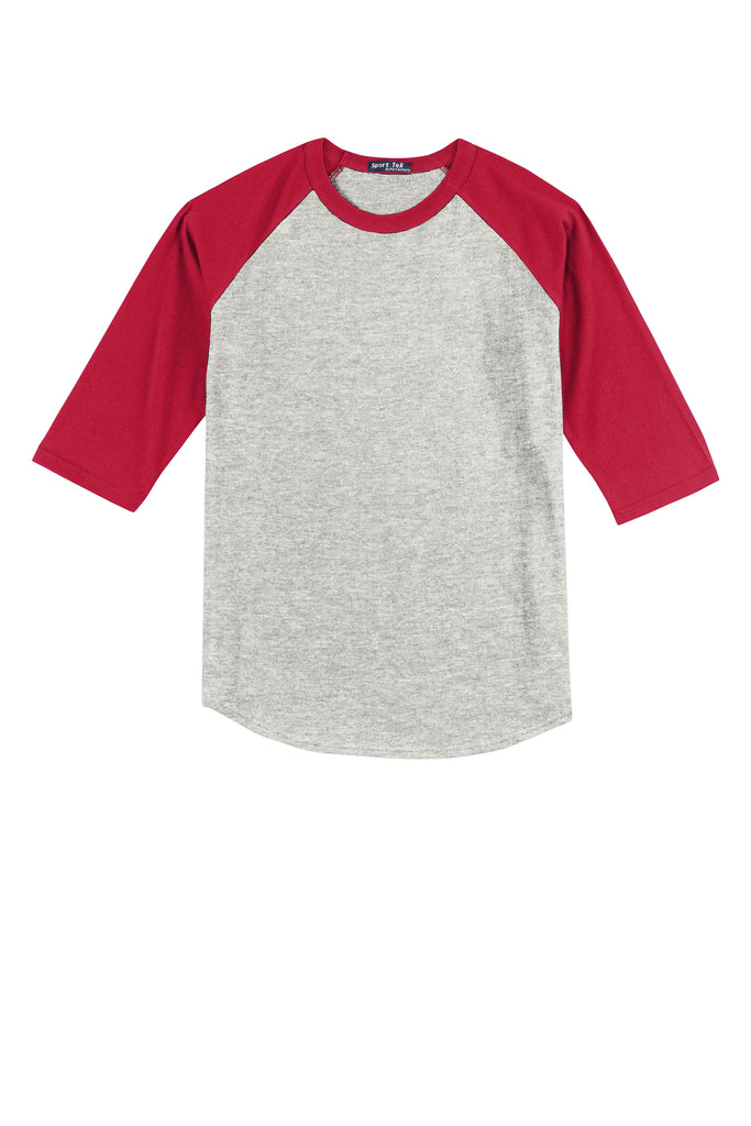 Youth Raglan 3/4-Sleeve - Heather Grey/ Red