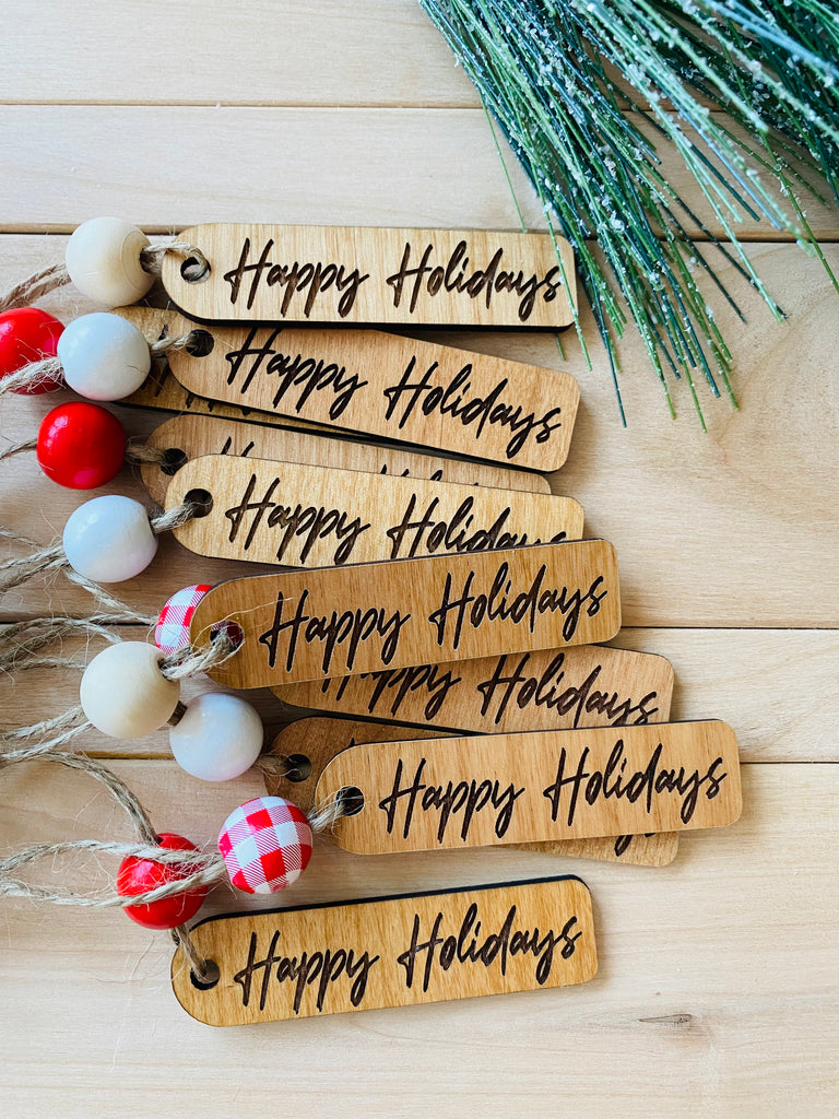 "Happy Holidays" Gift Bag Tag (alder)- Qty 12