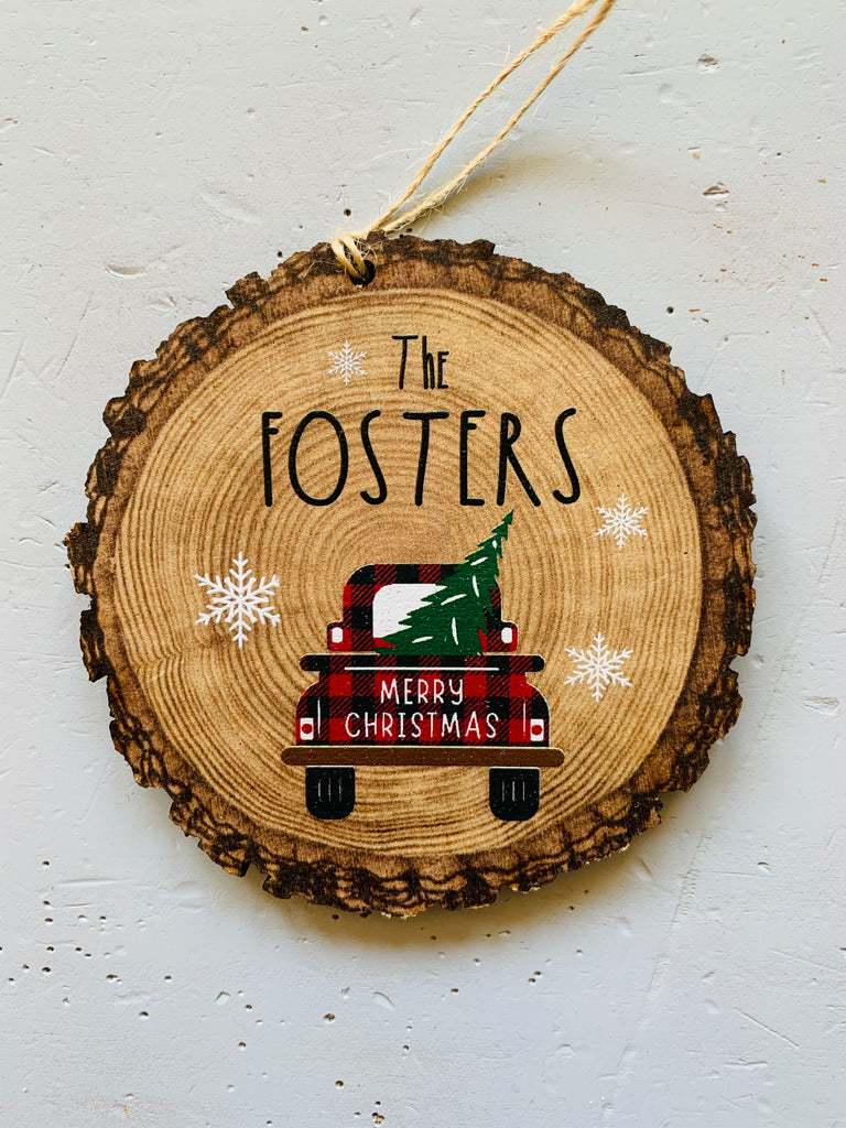 Vintage Buffalo Plaid Truck Ornament